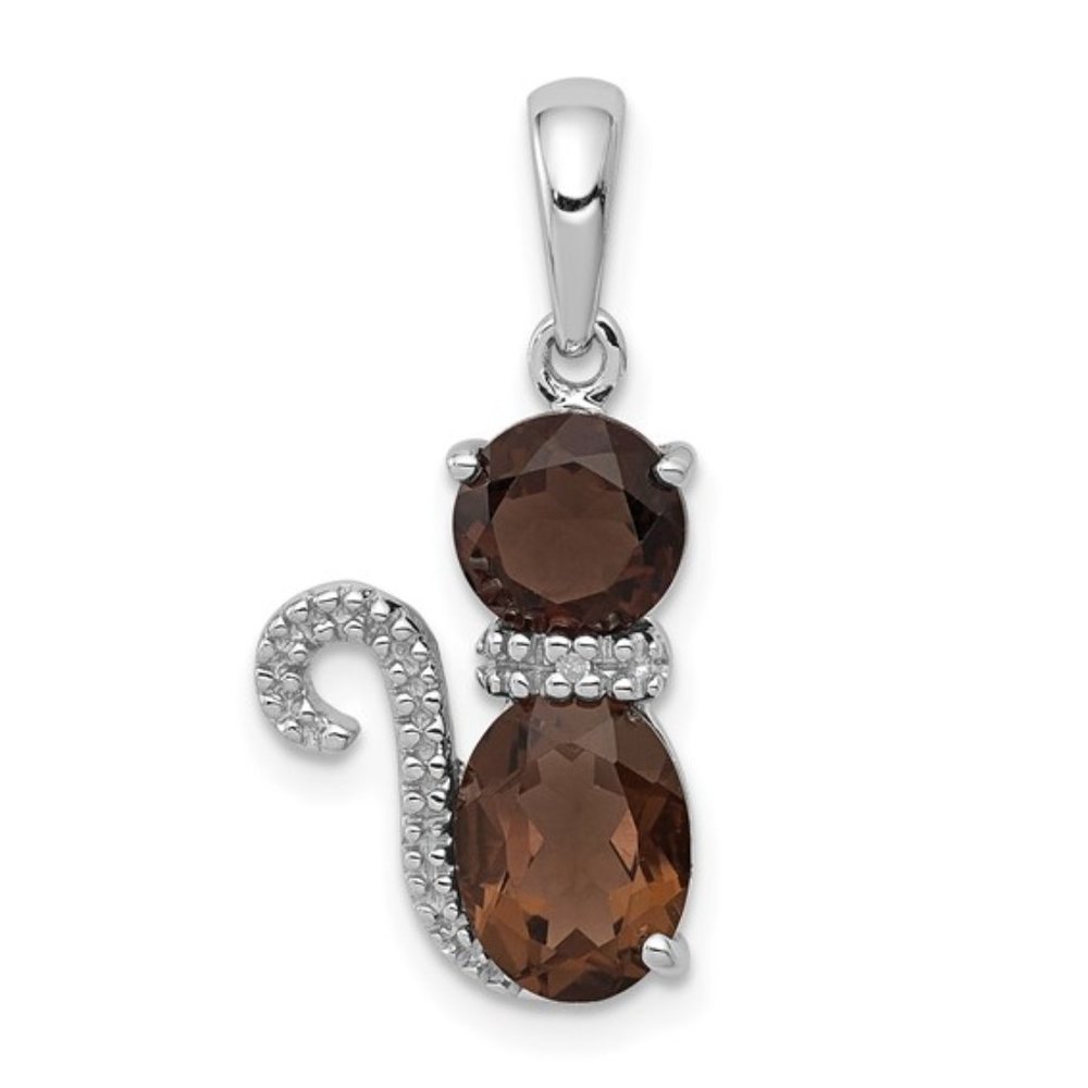 Citrine Garnet Blue Topaz peridot Amethyst Sterling Silver Cat Pendant Charm - Picture 7 of 9